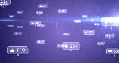 Floating Social Media Notifications over Purple Background - Download Free Stock Images Pikwizard.com