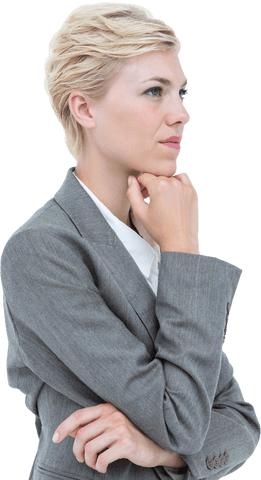 Thoughtful Businesswoman Transparent Isolated Pose