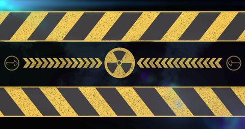 Digital nuclear symbol warning sign with light effects