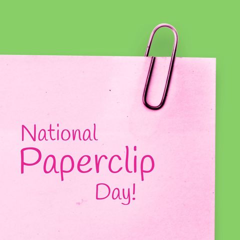 National Paperclip Day Illustration on Pink Paper - Download Free Stock Templates Pikwizard.com