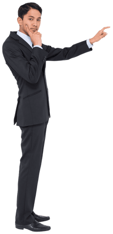 Transparent Asian Businessman Pointing in Suit Perfect for Presentations - Download Free Stock Videos Pikwizard.com