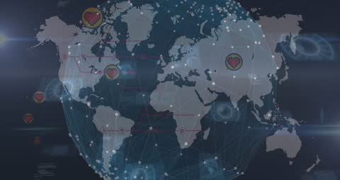 Global Digital Network with Heart Communication Symbols