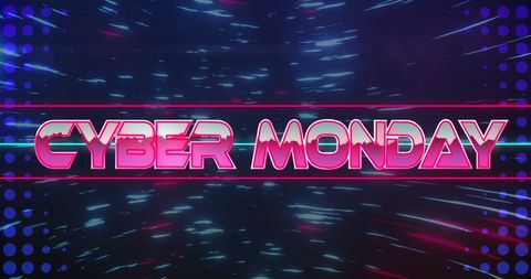 Glowing Cyber Monday Neon Text on Retro Background - Download Free Stock Images Pikwizard.com
