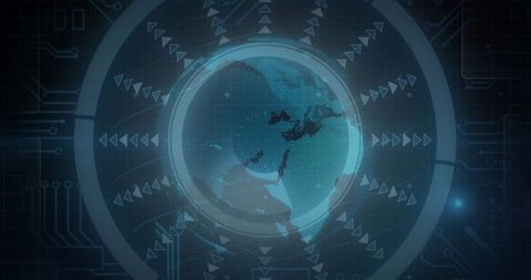 Futuristic Earth Hologram in Digital Data Interface