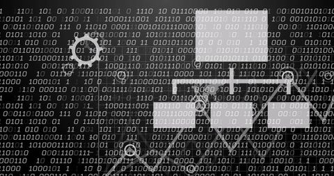 Digital Data Processing Interface on Binary Code Background - Download Free Stock Images Pikwizard.com