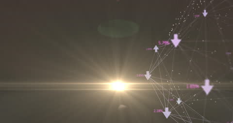 Abstract Network Connections and Data Trends with Light Effect