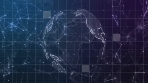 Digital Globe with Networking Lines on Grid Background