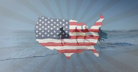 Surfing Adventure with Patriotic USA Flag Emblem - Download Free Stock Images Pikwizard.com