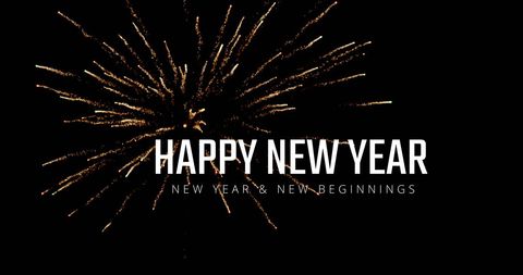 Festive new year fireworks celebration on black background