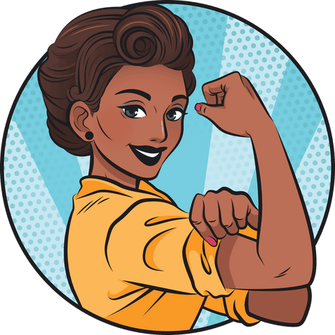 Strong retro woman flexing on transparent background vector