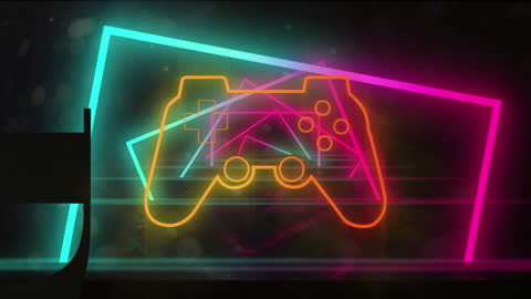 Neon Gamer Aesthetic with Colorful Gamepad Icon