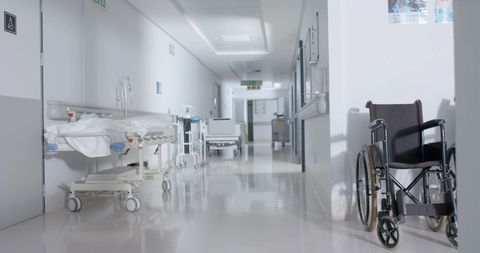 Empty Hospital Corridor with Medical Equipment - Download Free Stock Images Pikwizard.com