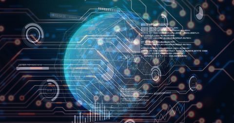 Global Network and Data Processing on Circuit Board Background - Download Free Stock Images Pikwizard.com