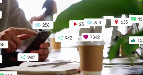 businessman engaging with social media metrics on smartphone - Download Free Stock Images Pikwizard.com