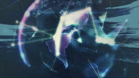 Futuristic Global Data Network Visualization with Glowing Connections