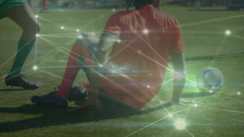 Data Overlay on Soccer Players in Action on Field