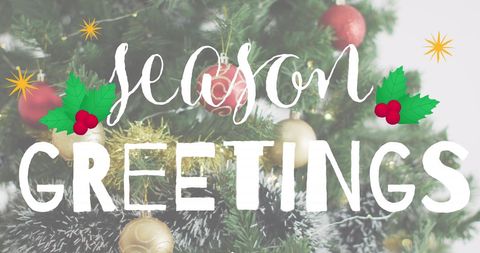 Festive Season Greetings Over Holiday Christmas Tree