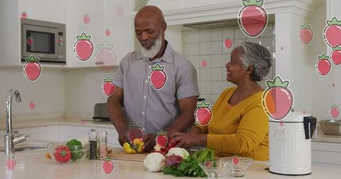 Senior Couple Preparing Healthy Meals in Contemporary Kitchen
