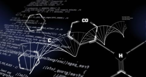 dna strand and chemical formula in digital interface background - Download Free Stock Images Pikwizard.com