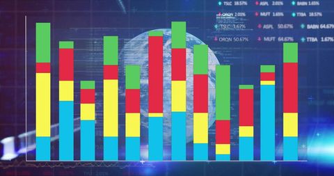 Global Financial Data Processing with Bar Chart Visualization - Download Free Stock Images Pikwizard.com