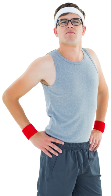 Geeky hipster athlete posing in sportswear on transparent background - Download Free Stock Videos Pikwizard.com