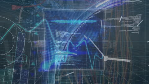 Technology Clock with World Map and Data Overlay