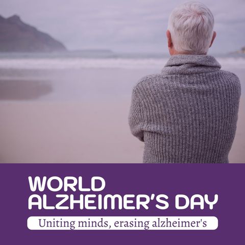 World alzheimer's day - reflective senior man at seaside