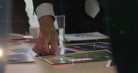 Business Presentation with Digital Technology Overlay