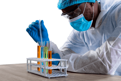 transparent background scientist conducting experiment with test tubes - Download Free Stock Videos Pikwizard.com