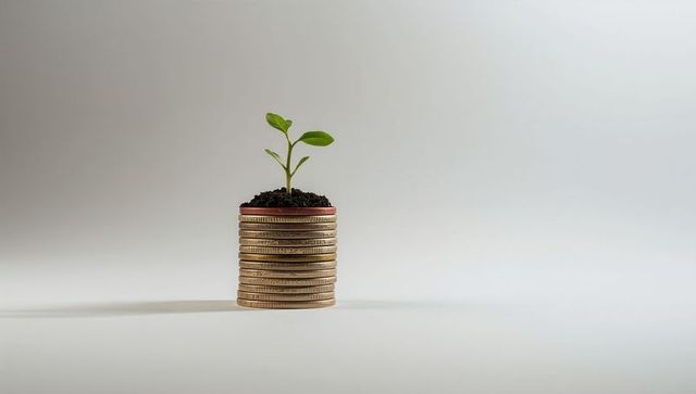 Seedling Growing from Stack of Coins Representing Financial Growth and Investment
