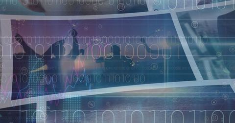 binary code overlay on business photos with people dancing - Download Free Stock Images Pikwizard.com