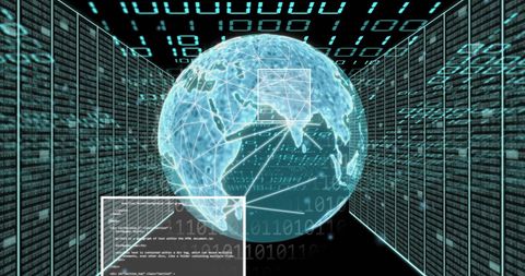 Binary Globe Representing Global Data Processing and AI - Download Free Stock Images Pikwizard.com