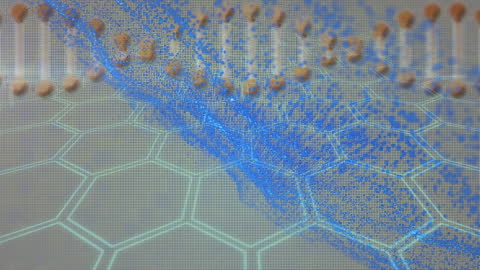 Futuristic DNA Animation with Hexagon Background