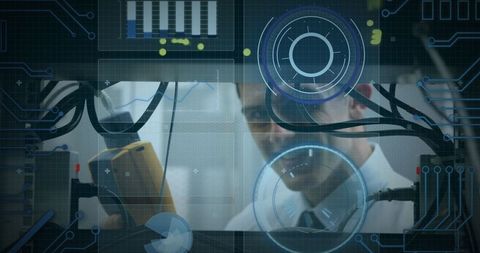 Engineer Analyzing Data with Digital Interface Augmentation - Download Free Stock Images Pikwizard.com