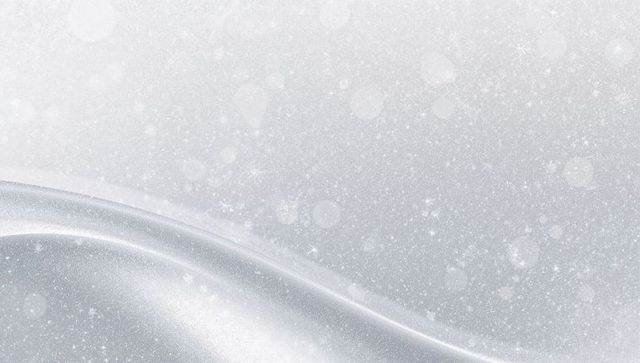 Flowing silver satin wave with glittering bokeh, metallic glossy gradient backdrop