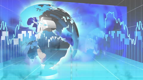 Animated Data Flow Around Globe on Digital Interface