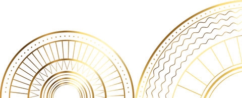 Elegant gold circular patterns on transparent background