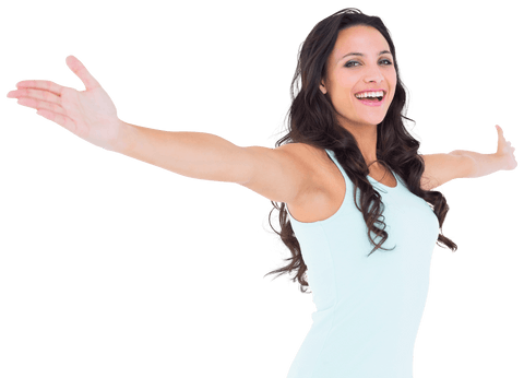 carefree brunette woman with outstretched arms transparent background - Download Free Stock Videos Pikwizard.com