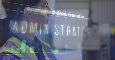 Businesswoman Overseeing Encrypted Data Transfer in Industrial Environment - Download Free Stock Images Pikwizard.com