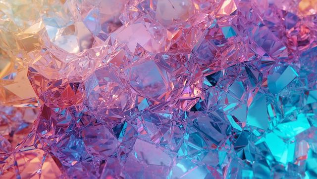 Colorful Shimmering Crystal Shards in Abstract Geometric Space