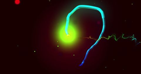 Glowing heart-shaped light trail on dark background