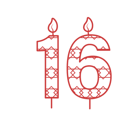 red patterned number 16 birthday candle on transparent background - Download Free Stock Videos Pikwizard.com