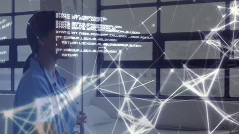 Futuristic Hospital Network and Data Processing Visualization Concept