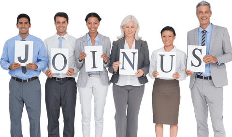 diverse team holding transparent join us sign - Download Free Stock Videos Pikwizard.com