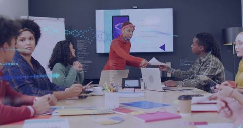 Dynamic Team Meeting Fostering Innovation and Collaboration in Modern Office