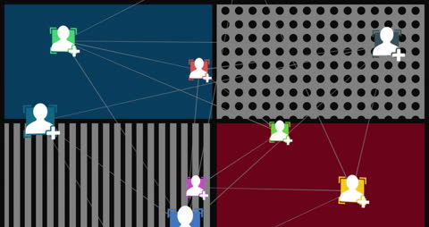 Abstract Digital Interface with Colorful Media Icons and Patterns