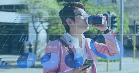 Businessman Analyzing Charts While Enjoying Coffee Outdoors - Download Free Stock Images Pikwizard.com