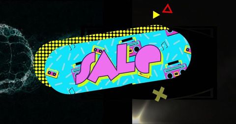 Retro Pop Art Sale Banner with Boombox and Music Notes