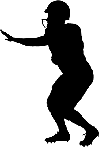 Football player throwing ball on transparent background