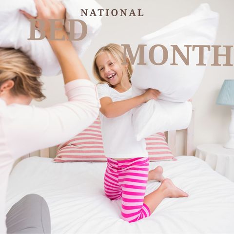 joyful pillow fight celebrating national bed month - Download Free Stock Templates Pikwizard.com